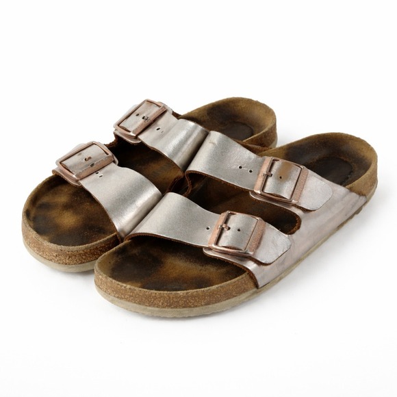 Birkenstock Shoes - Birkenstock Arizona‎ Sz 8.5 Rose Gold Big Buckle Comfort Sandals Boho Grunge